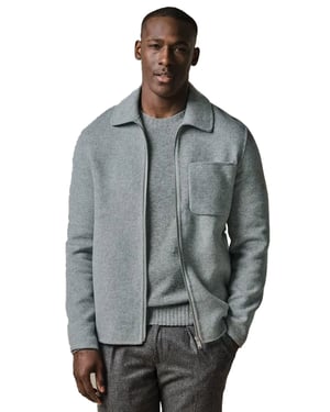 Overshirt Profuomo grijs effen wol