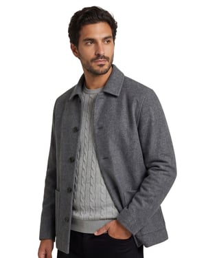 Overshirt Profuomo antraciet wol gemêleerd slim fit