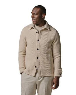 Overshirt Profuomo beige effen wol
