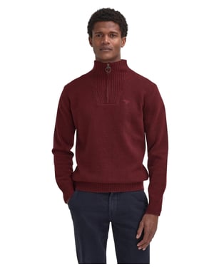 Trui Barbour half zip bordeaux wol