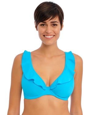 Freya Jewel Cove High Apex Bikini Top - Plain Turquoise