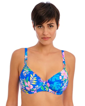 Freya Hot Tropics Plunge Bikini Top - Blue