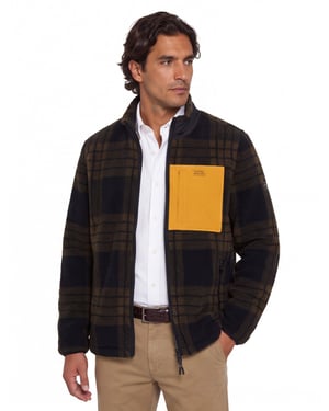 vest Camel Active fleece donkerbruin met borstzak