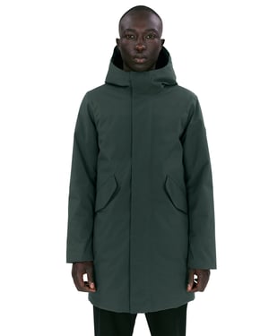 Groene winterjas Elvine Hjalmar effen rits + knoop normale fit