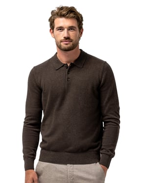 Poloshirt State of Art bruin met boord
