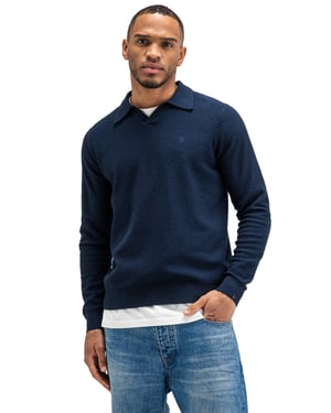 Poloshirt Butcher of Blue donkerblauw v-hals