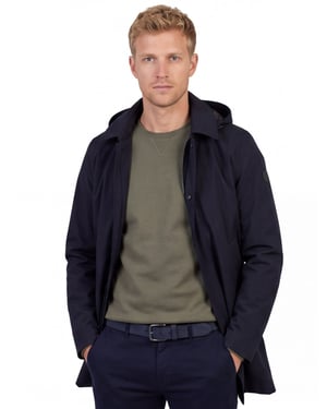 People of Shibuya jas donkerblauw polyester met capuchon