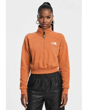 The North Face Womens 1/4 Zip Fleece Sweat in Leather Brown