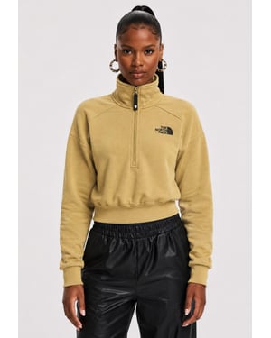 The North Face Womens 1/4 Zip Fleece Sweat in Tan
