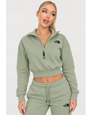 The North Face Womens 1/4 Zip Fleece Sweat in Tea Green