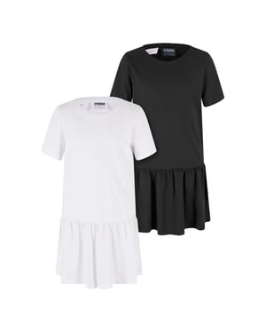 Urban Classics Meisjes Valance T-shirt Jurk (Set van 2) (Wit/zwart)