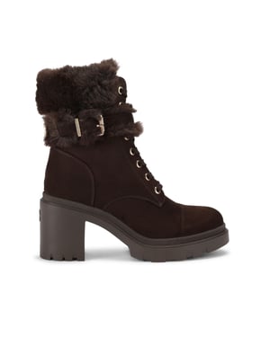 Carvela Suedette Boulder Fur Lace Up Boots