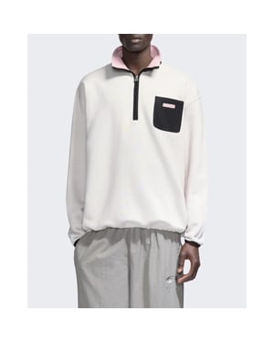 Flaneur Homme Heren sweater met half-rits en badge-detail