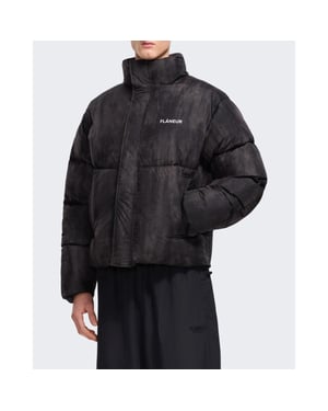 Flaneur Homme Heren gewatteerde jas met logodetail