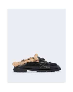 Pinko Dames nora sabot van luxe kalfleer met bont