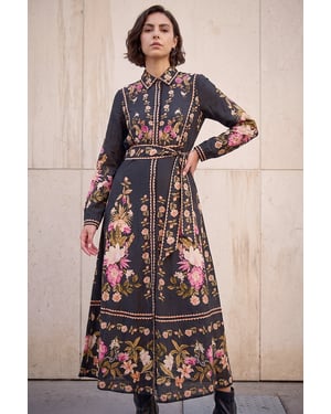 Bordered Floral Dress