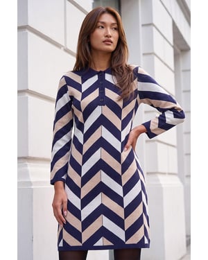 Chevron Collared Knit Dress