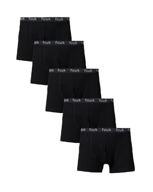 Black 5 Pack Fcuk Cotton Stretch Boxers