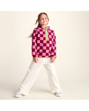 Brecknock Kids Shaun the Sheep Fleece Zip Neck - Candy Floss/Beetroot Red