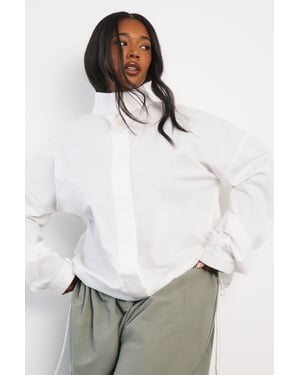 Plus Cotton Funnel Neck Shirt