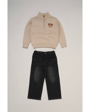 Half Zip True Knit Jumper with Jeans