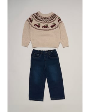 True Knit Fair isle Jumper with Jeans