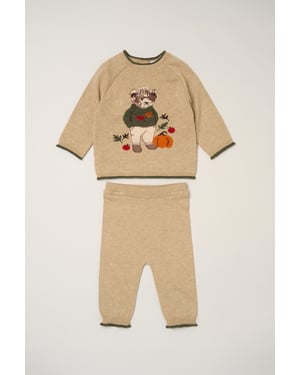 True Knit Jacquard Bear Jumper and Trousers Set