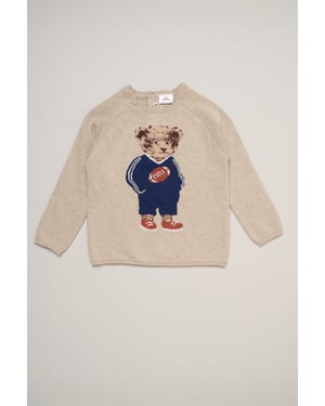 True Knit Jumper with Jacquard American Football Bear