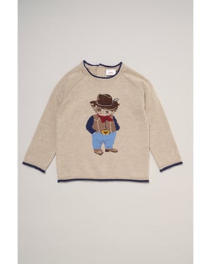 True Knit Jumper with Jacquard Cowboy Bear