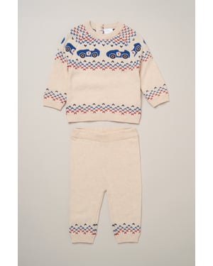 True Knit Fair Isle Car Jumper and Trousers Set