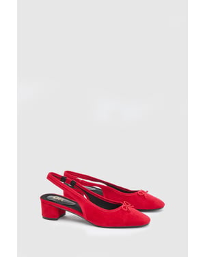 Annie Faux Suede Slingback Block Heel Court Pumps