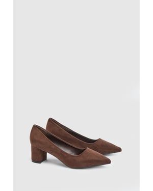 Tiff Faux Suede High Block Heel Pointed Court Shoes