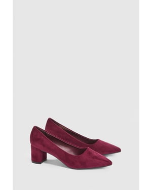 Tiff Faux Suede High Block Heel Pointed Court Shoes