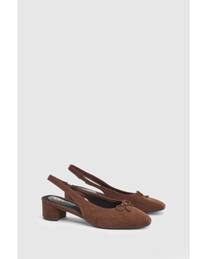 Annie Faux Suede Slingback Block Heel Court Pumps