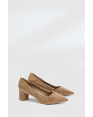 Tiff Faux Suede High Block Heel Pointed Court Shoes