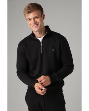 Black Cotton Blend Half-Zip Jumper