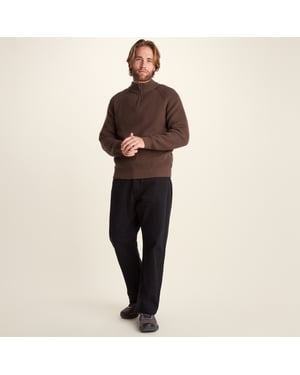 Glen Mens Chunky Knitted Zip Neck Jumper - Chestnut Brown