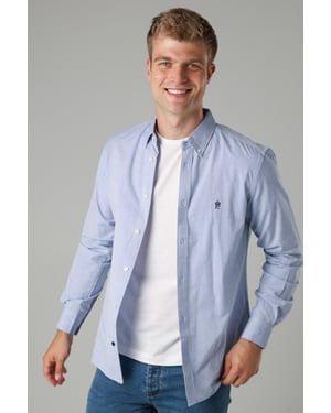 Blue Cotton Long Sleeve Oxford Shirt