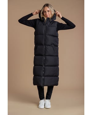 Black Longline Padded Gilet With Hood