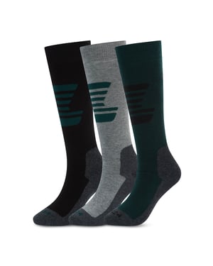 Glenshee Mens 3 Pack Technical Ski Socks - Dark Grey Marl/Midnight Green/Lt Grey Marl