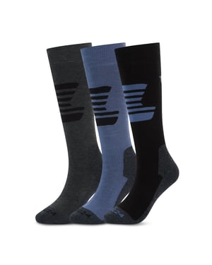 Glenshee Mens 3 Pack Technical Ski Socks - Black/Dark Grey Marl/Smokey Blue