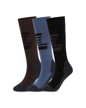 Glenshee Mens 3 Pack Technical Ski Socks - Black/Chocolate Brown/Smokey Blue