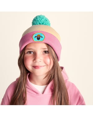 Beulah Shaun the Sheep Kids Knitted Beanie Pom Pom Hat - Woolly/Candyfloss
