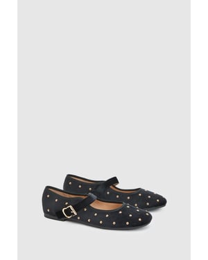 Jaz Velvet Studded Mary Jane Flats