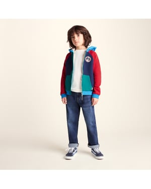 Portland Shaun the Sheep Kids Supersoft Sherpa Lined Hoodie - Night Blue/Racing Red