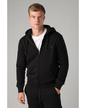 Black Cotton Blend Zip Hoody