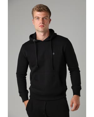 Black Cotton Blend Hoody