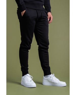 Black Cotton Blend Joggers