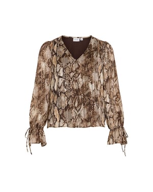 Vila visika pri l/s v-neck tie top 14117763 coffee bean