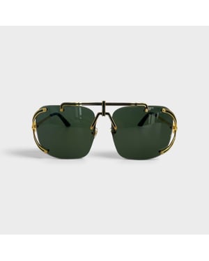 Casablanca Stainless Steel Aviator Sunglasses Yellow Gold Green